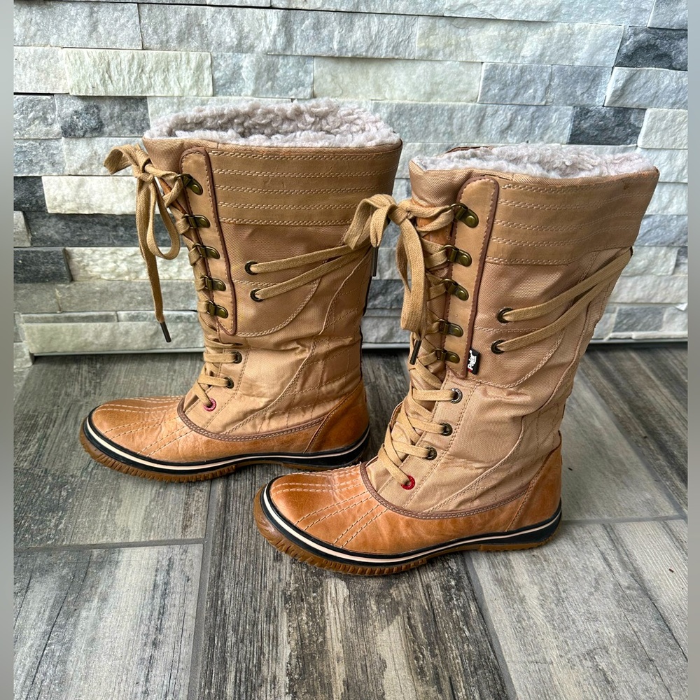 PAJAR Fleece Lined Lace Up  Water Proof Tall Rain Snow Boots Size 8-8.5